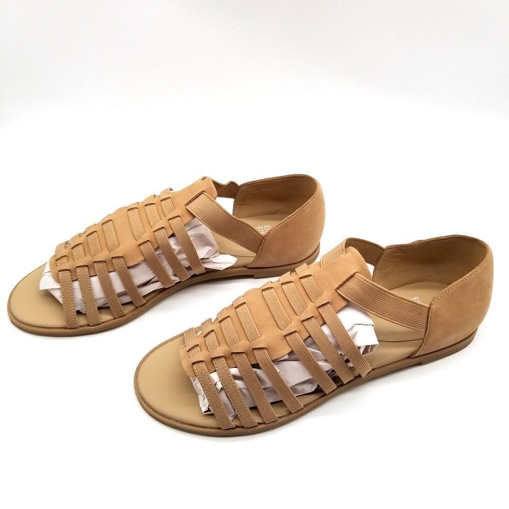 Eileen Fisher Women Rato Elastic Strappy Sandals Size 8.5 Beige Flats